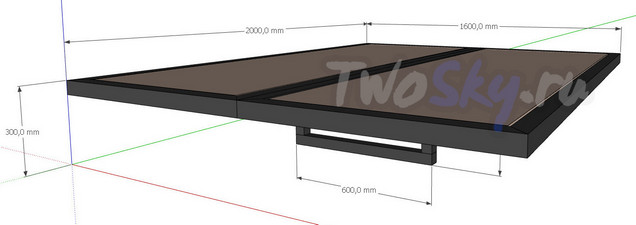 Парящая кровать TwoSky 160 на 200 см. схема 3