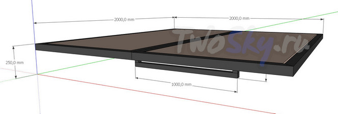 Парящая кровать TwoSky 200 на 200 см. схема 3